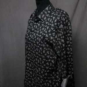 Black & White Floral Print Dress Shirt